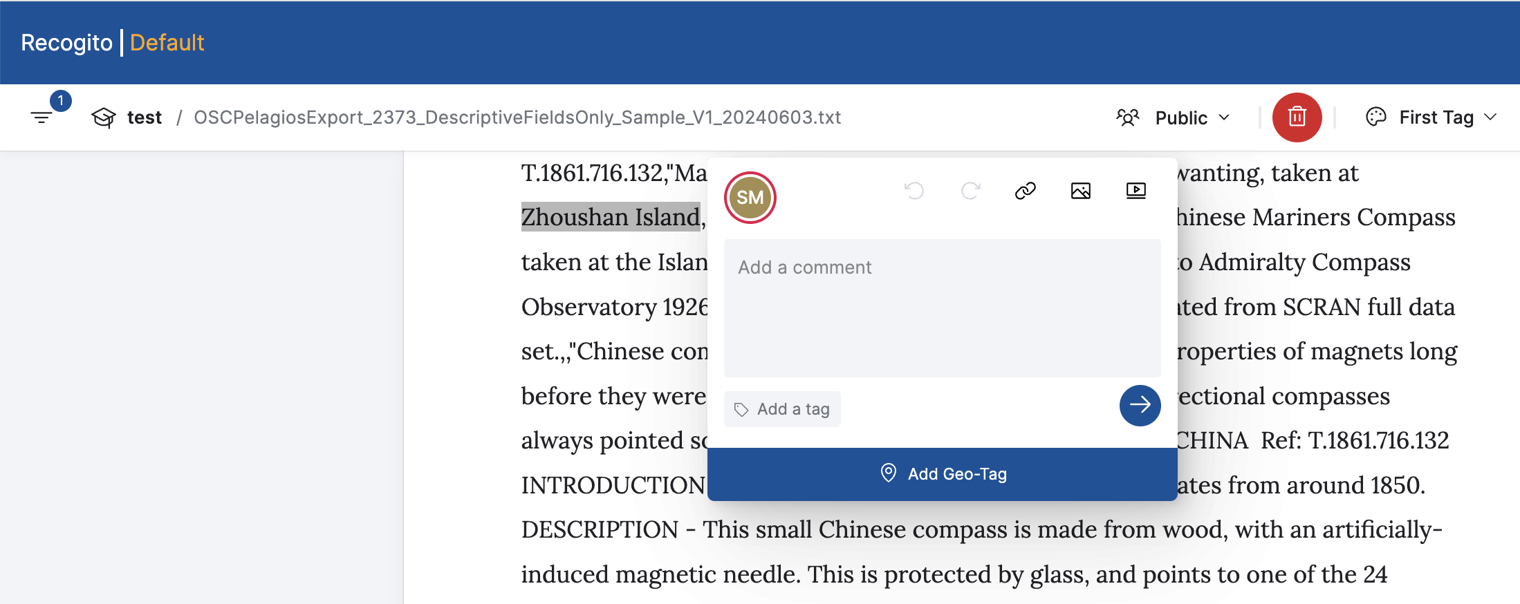 Geo-Tagger plugin screenshot